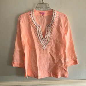 Lilly Pulitzer Peach Embroidered Tunic